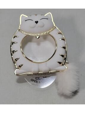 BATH & BODY WORKS SCENTPORTABLE VISOR CLIP CAR FRESHENER HOLDER WHITE GOLD KITTY
